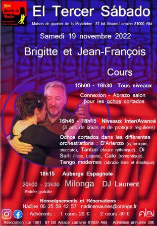 Affiche El Tercer Sábado, novembre 2022 par l'association Albi Barrio de Tango